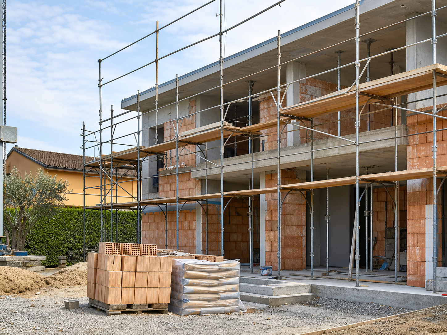 Area di cantiere con scavo tecnico e opere esterne